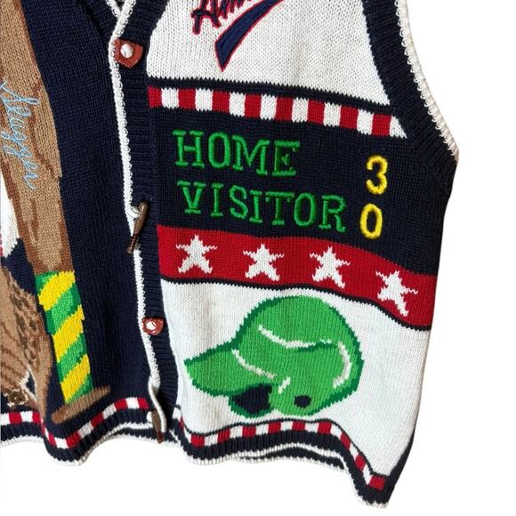 Vintage PBJ Sport Women’s Sz XL Baseball Theme Vest Button Down All American - Picture 5 of 8